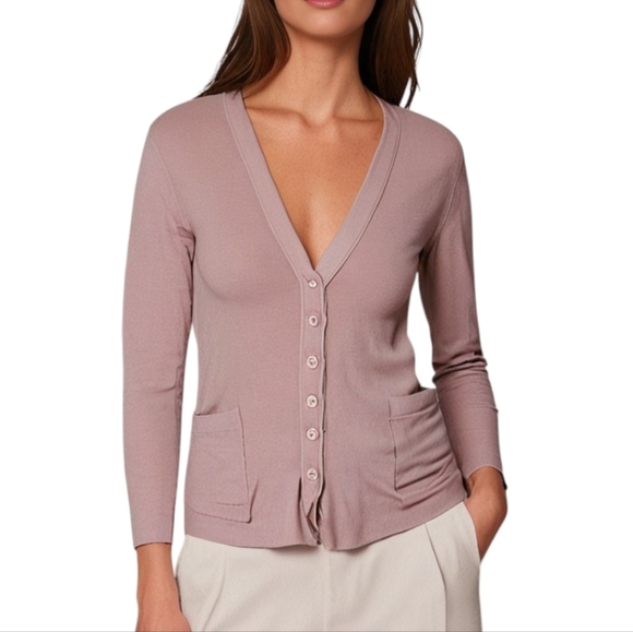 Ports International Cardigan Pure Virgin Wool Pink Button Down Vintage Women's M - Picture 1 of 10